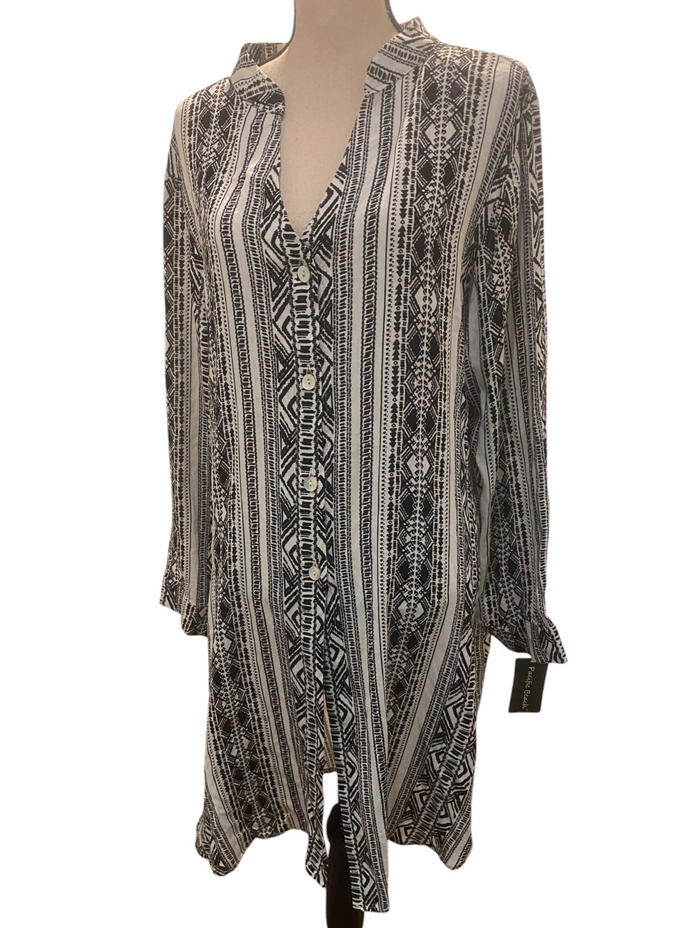 Women’s Tribal Aztec Print Shirt Dress Cover Up New Size XL Pacific Beach